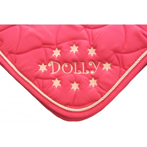Personalised Saddle Cloth with Curly Font and Rope Edge Piping